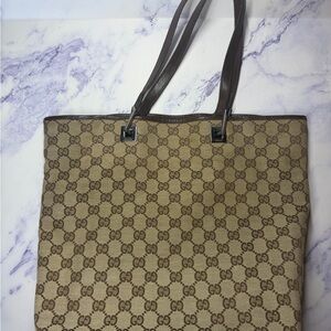 Gucci Beige and Brown GG Tote